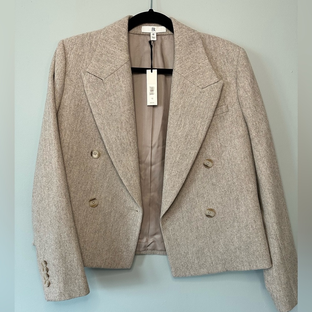 Banana Republic// HERRINGBONE WOOL FLANNEL CROP BLAZER